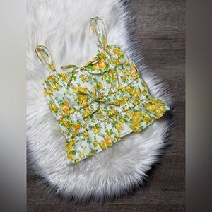 Faithfull the Brand Linen Floral Print Sleeveless Top